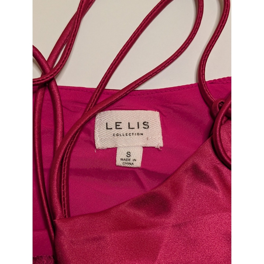 Le Lis Collection Hot Pink Satin Cowl Neck Strappy Back Mini Dress Small MD4128 - Picture 3 of 4